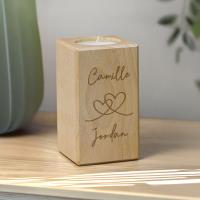 Personalised Engraved Hearts Wooden Tealight Holder Extra Image 1 Preview